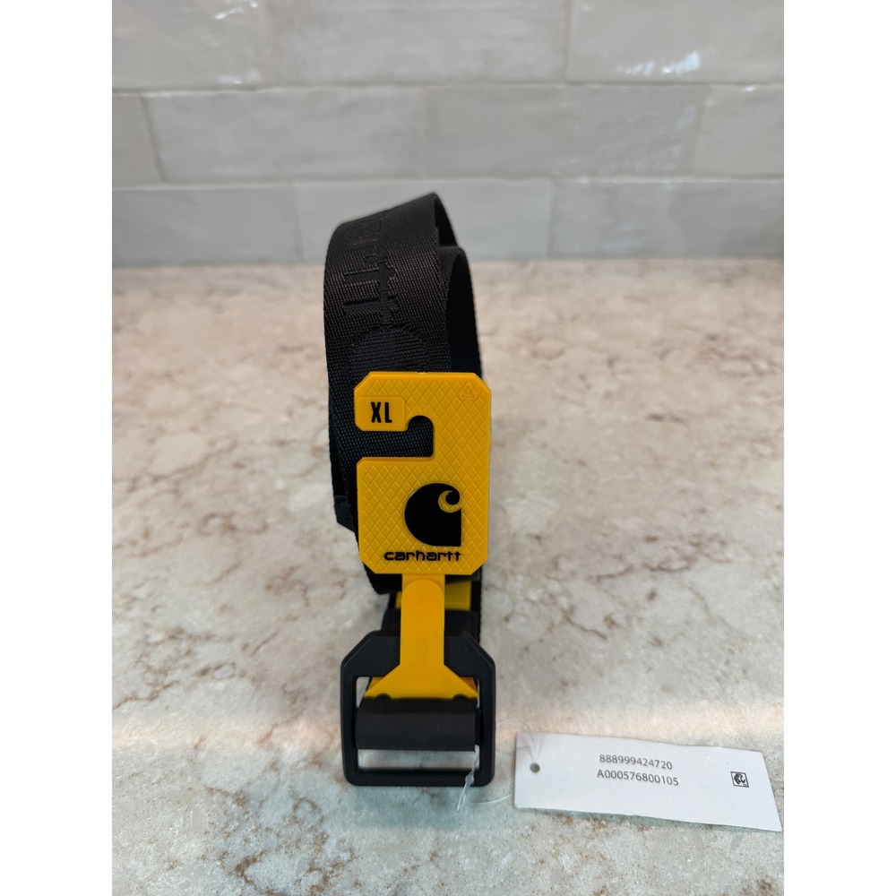 Carhartt Mens Black Nylon Web Belt Tonal Logo XL New